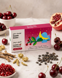 Cosmic Doctor Cherry Dreamzzz sleep capsules with fresh tart cherries. 