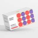 A box of Cosmic Doctor Double C Vitamin C supplement with highest form of vitamin C- Acerola Cherries and Blueberries